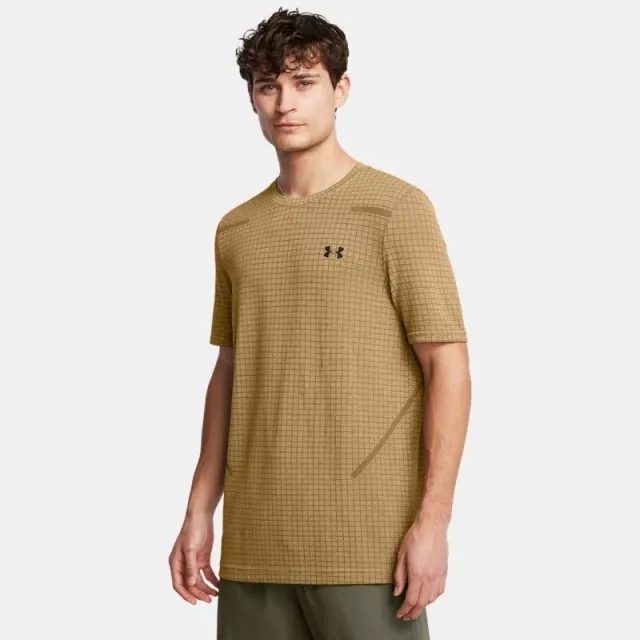 Men's  Under Armour  Seamless Grid Short Sleeve Camel / Black S