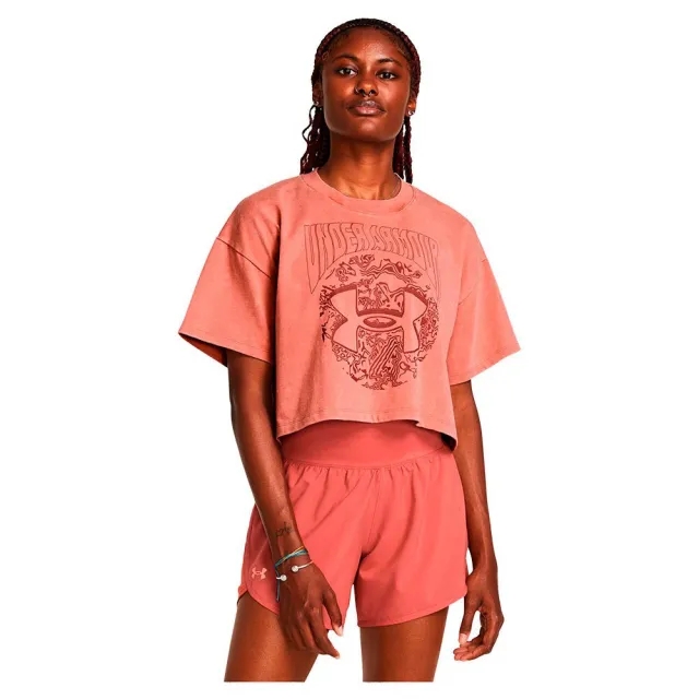 Under Armour Heavyweight Dusk To Dawn Crop Short Sleeve T-shirt  - Orange