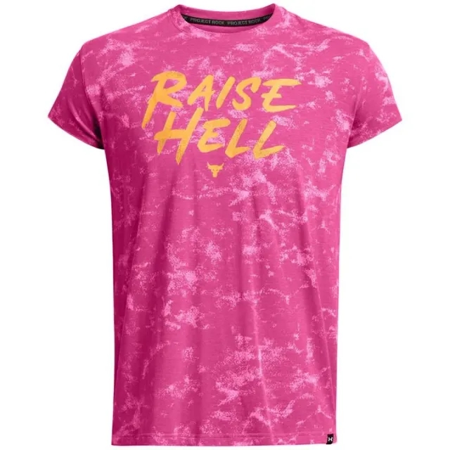 Under Armour Men's Project Rock Raise Hell Cap Sleeve T-Shirt Astro Pink / Nova Orange M