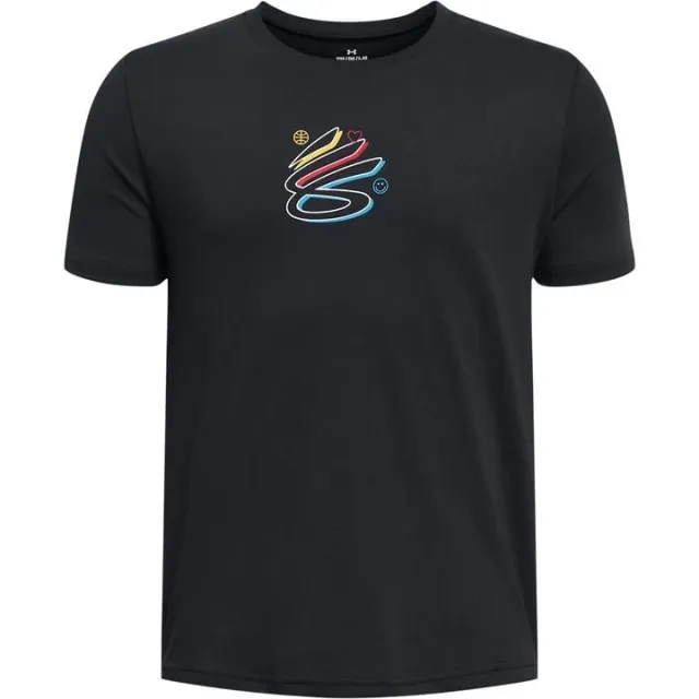 Under Armour Boys' Curry Shoe Hook T-Shirt Black / White YXS (48 - 50 in)