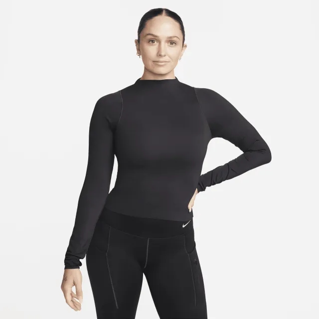 Nike Zenvy Women's Dri-FIT Long-Sleeve Top - Black - Nylon/Elastane