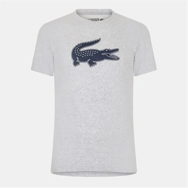 Lacoste Ultra Dry XXL Logo Sport T-shirt - Grey Chine / Navy Blue