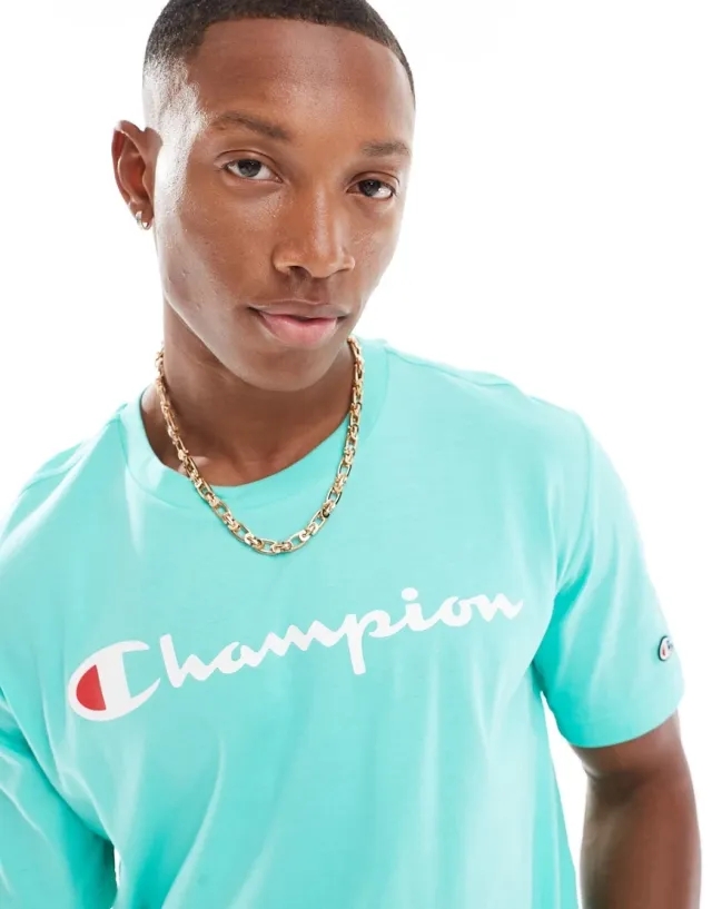 Champion Chest Logo T-Shirt In Light Green-Grey