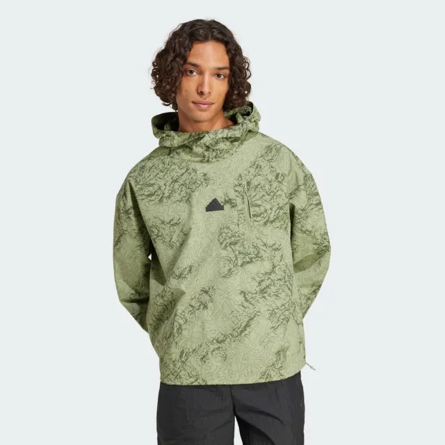 Manchester United x adidas Mens City Escape Woven Hoodie Green
