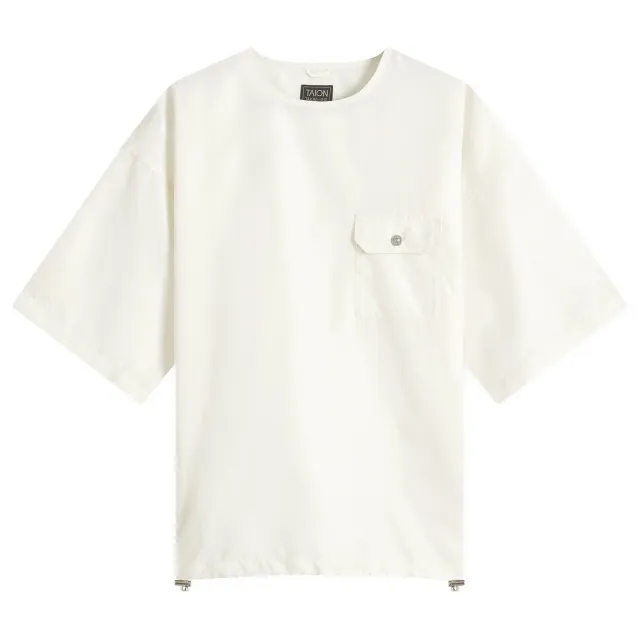 Taion Men's Military Half Sleeve T-Shirt Off White