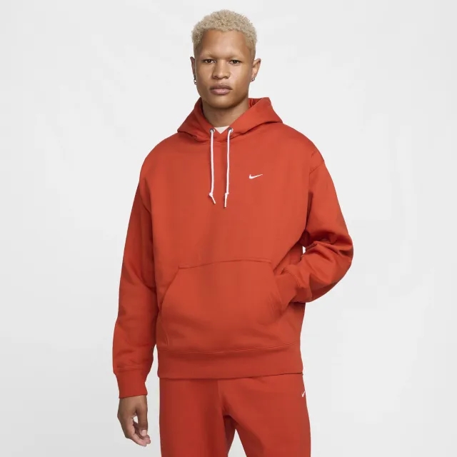 Sweatshirt Nike Solo Swoosh Men's Fleece Pullover Hoodie Dragon Red/ White Xl