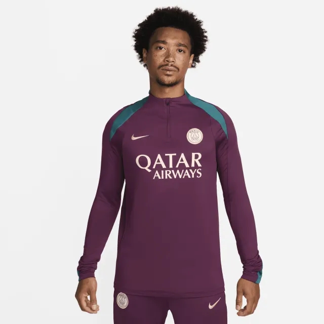 Nike PSG Dri-Fit 1/4 Zip L/S Strike Drill Top - Bordeaux/Geode Teal/Guava Ice - 2024-2025