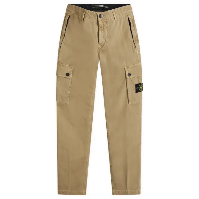 Stone Island Men's Brushed Cotton Canvas Cargo Pants Biscuit