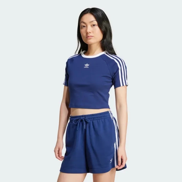 Adidas Women's 3 Stripe Baby T-Shirt Dark Blue
