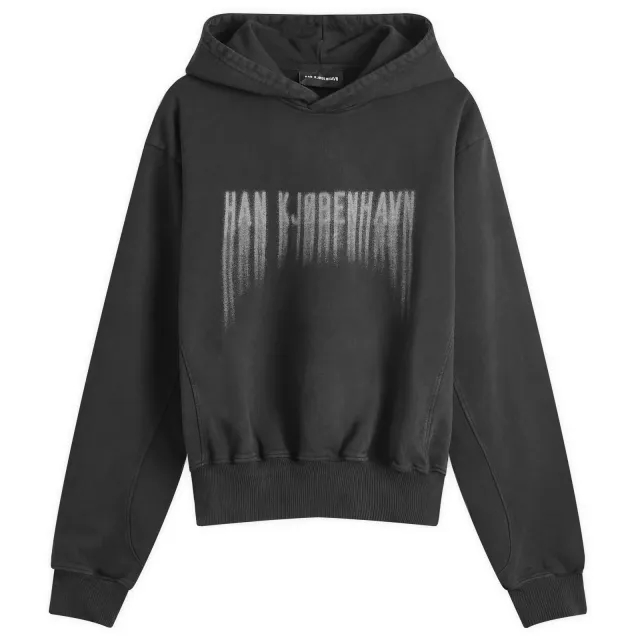 Han Kjobenhavn Men's Faded Logo Boxy Hoodie Black