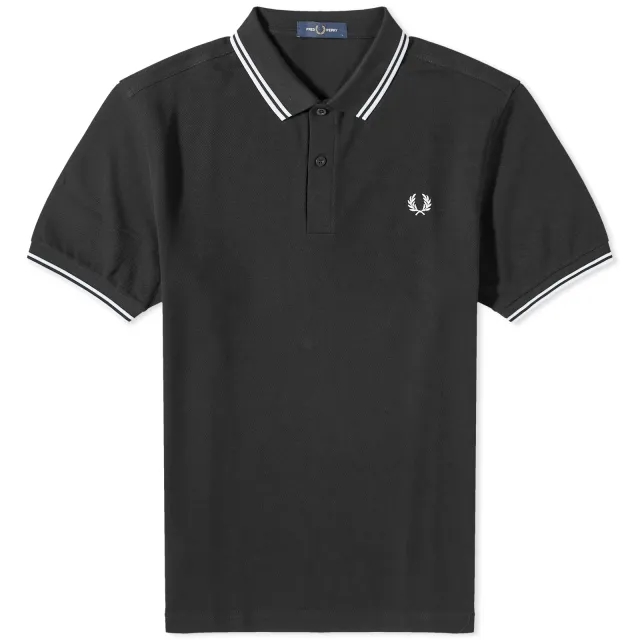Fred Perry M3600 Twin Tipped Polo Shirt - Black/White