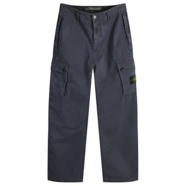 Stone Island Men's Brushed Cotton Canvas Cargo Pants Navy Blue