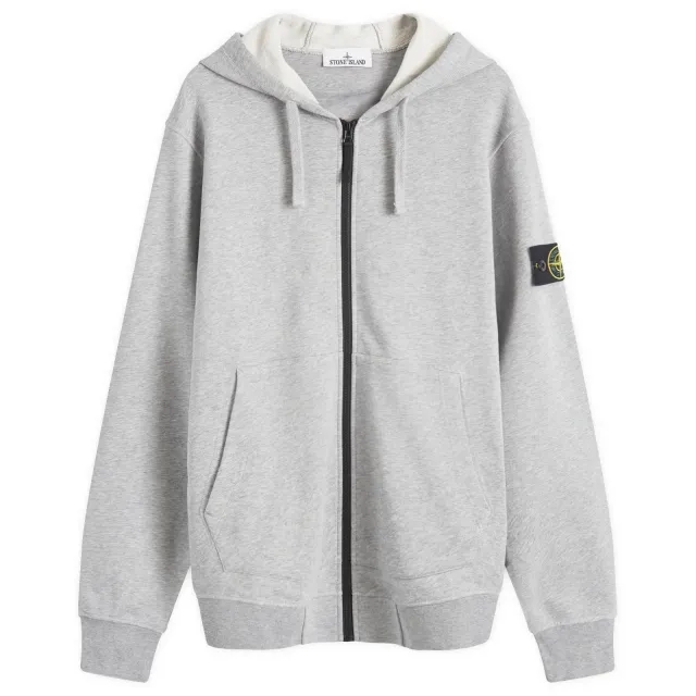Stone Island Men's Cotton Fleece Garment Dyed Zip Hoodie Melange Grey