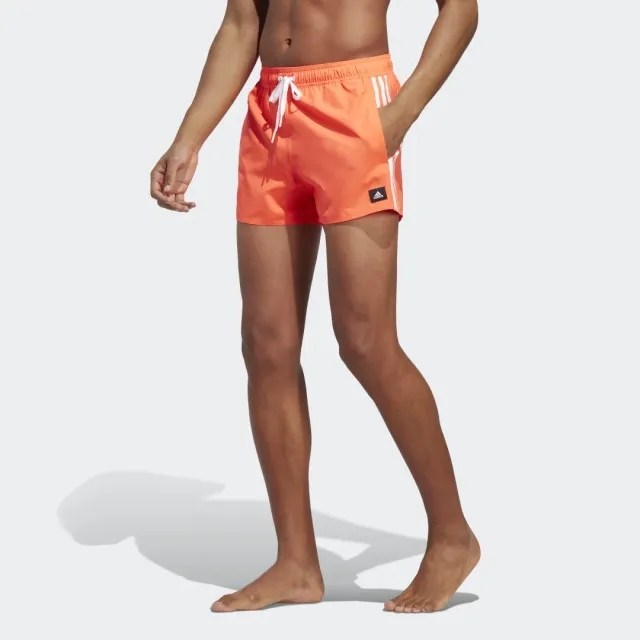 adidas Swim 3 stripe shorts in red