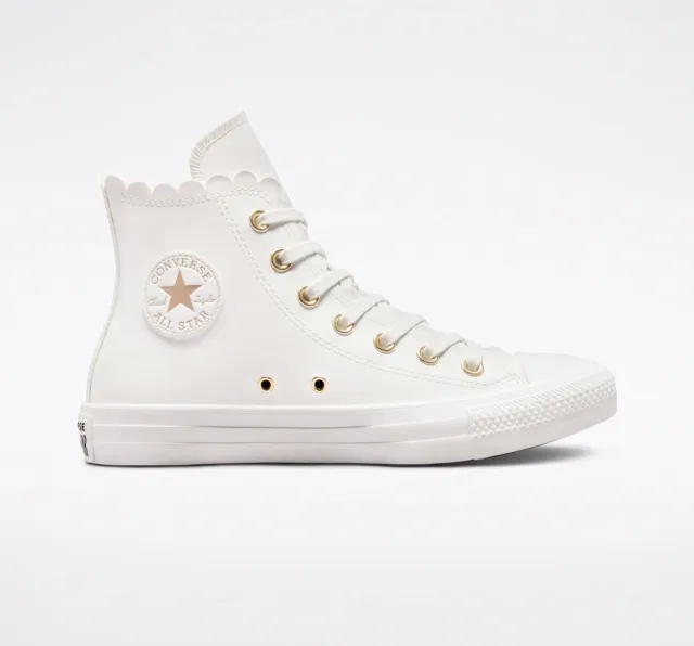 Converse all star hi trainers in white & gold