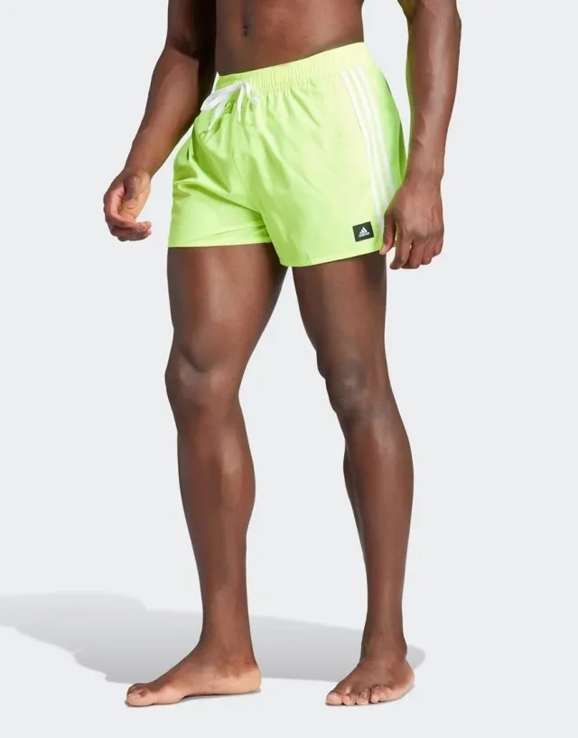 adidas 3-stripes CLX short-length swim shorts in green