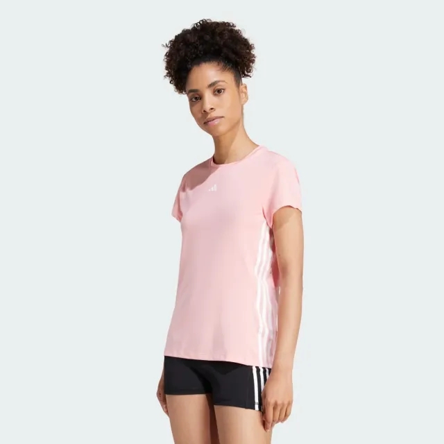 Adidas Training Hyperglam 3 Stripe T-Shirt In Pink