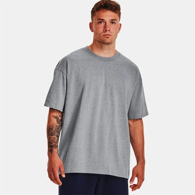 Men's  Under Armour  Oversized Heavyweight Short Sleeve Steel Light Heather / White M