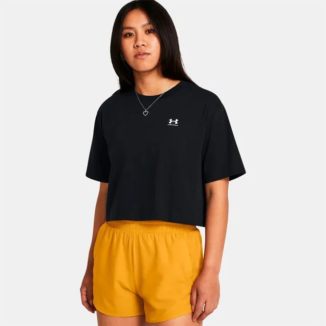 UNDER ARMOUR Womens Training Boxy Crop Logo T-Shirt - Black, Black