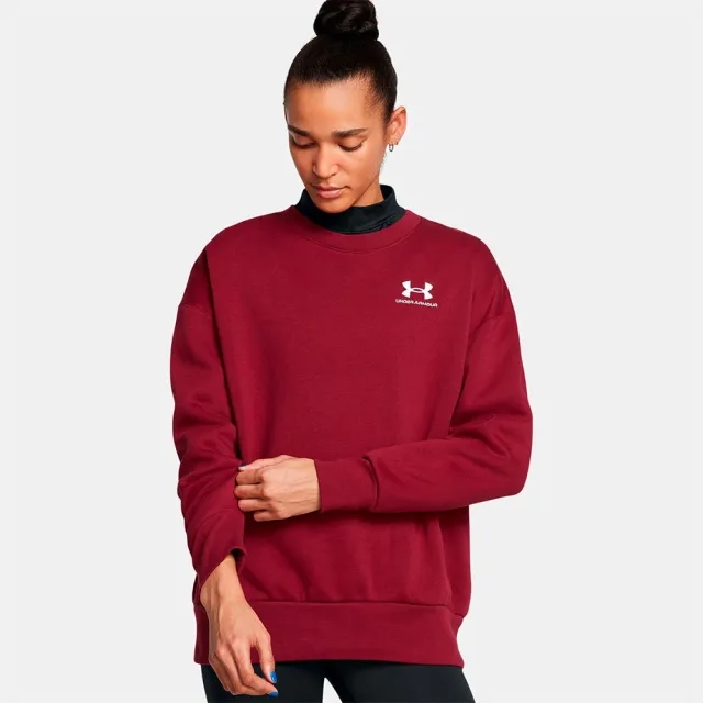 Women's  Under Armour  Icon Fleece Oversized Crew Cardinal / White XS