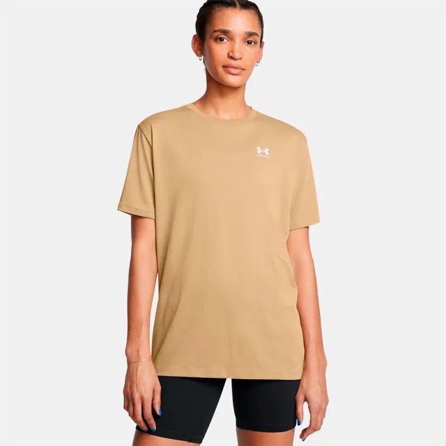 Women's  Under Armour  BF Oversized Logo Short Sleeve Camel / White XS