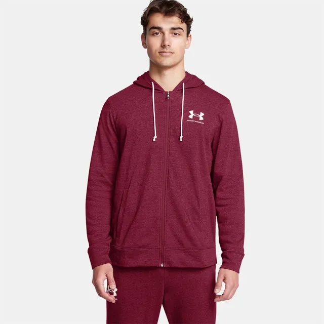 Under Armour Rival Terry Left Chest Full Zip Sweatshirt  - Purple