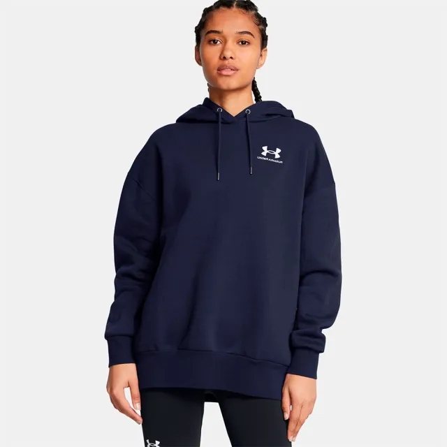 Women's  Under Armour  Icon Fleece Oversized Hoodie Midnight Navy / White L