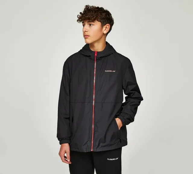 Closure London Junior Essential Windbreaker Jacket - Black - Size S/B - Black