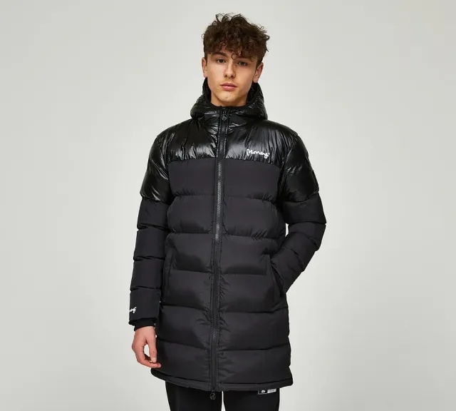 Money Clothing Junior Half Shine Ape Longline Puffer Jacket - Black - Size 10-11Y - Black