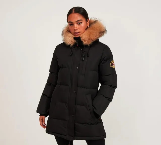 Zavetti Canada Womens Goshawa Puffer Parka Jacket - Black - Size XL - Black