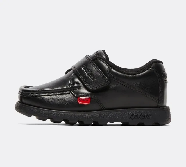 Kickers Nursery Fragma 1 Strap Leather Shoe - Black - Size 7 - Black