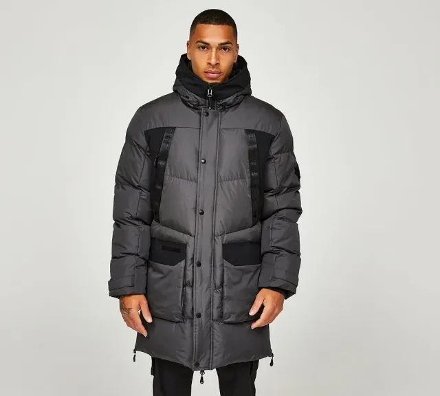 Zavetti Canada Everno Longline Puffer Parka Jacket - Grey - Size 2XL - Grey