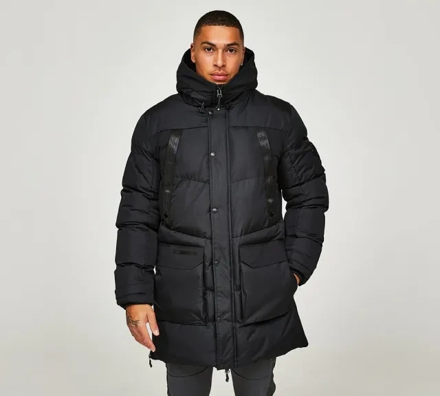 Zavetti Canada Everno Longline Puffer Parka Jacket - Black - Size S - Black