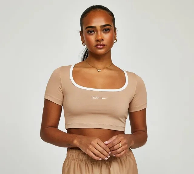 Nike Womens NSW Trend Square T-Shirt - Beige - Size XL - Beige