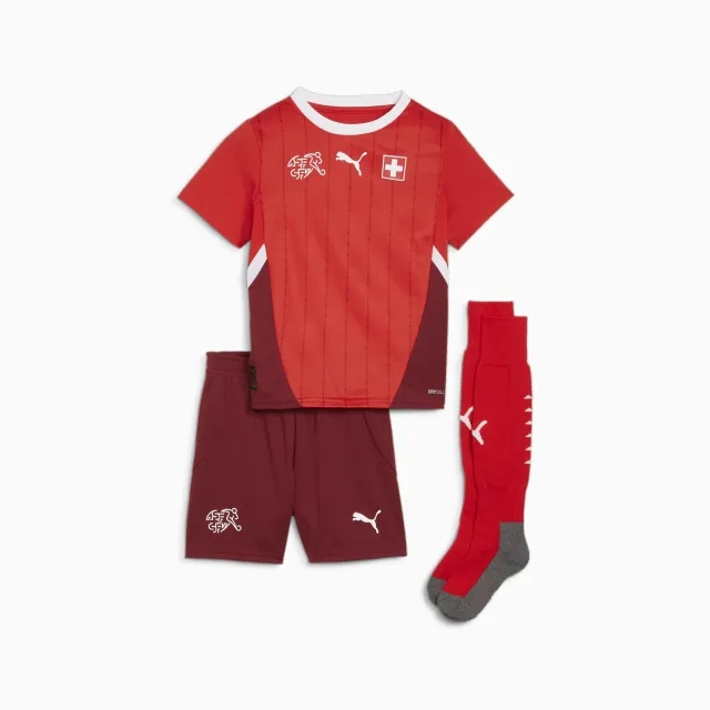 Puma Childrens Unisex Youth Switzerland Football 2024 Home MiniKit - Red