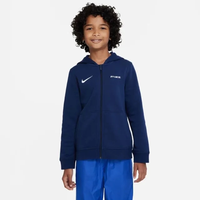 Nike France Hoodie Nsw Club Fz - Midnight Navy/White Kids - ['White']