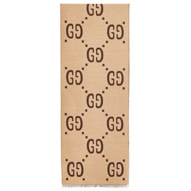 Gucci Men's GG Jaquard Scarf Dark Brown
