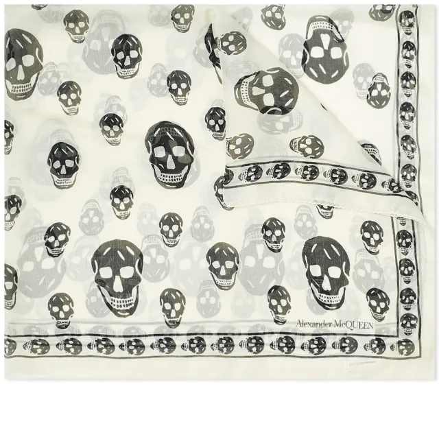 Alexander McQueen Men's Skull Scarf Ivory/Black