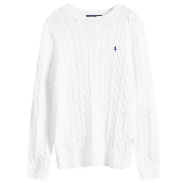 Polo Ralph Lauren Men's Cotton Cable Crew Knit White