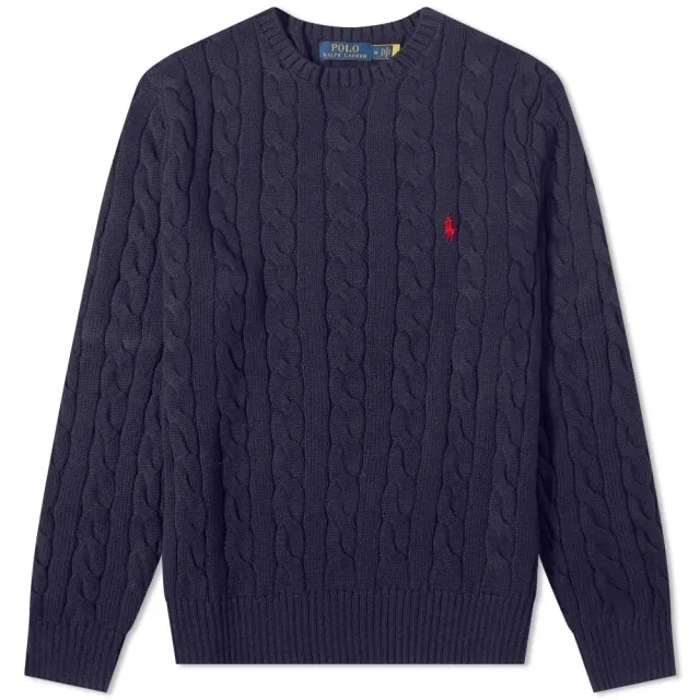 Polo Ralph Lauren Men's Cotton Cable Crew Knit Hunter Navy