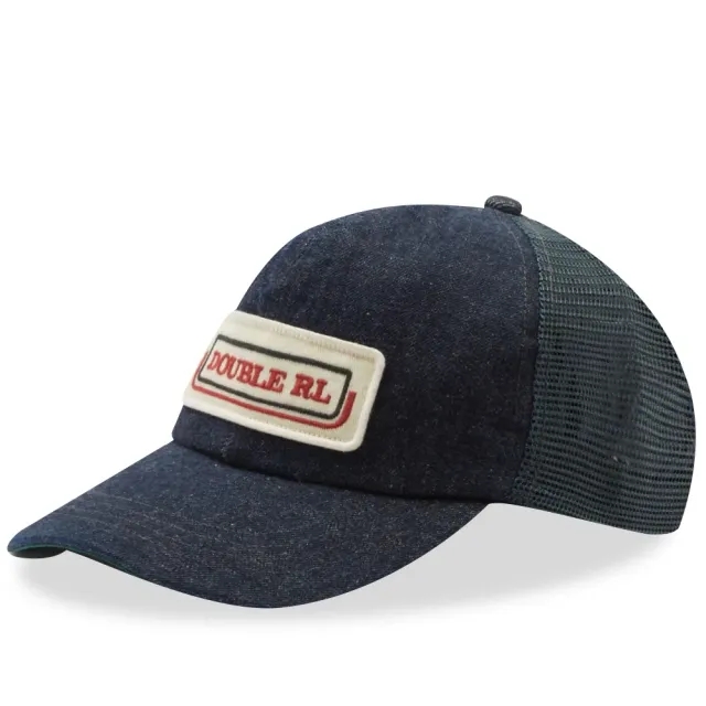 RRL Logo-Patch Denim Trucker Cap - Indigo