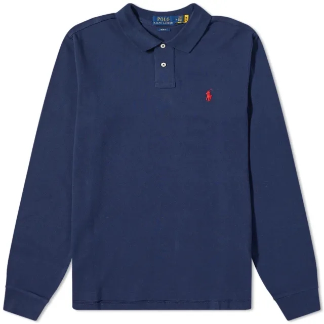 Polo Ralph Lauren Men's Long Sleeve Slim Fit Polo Newport Navy