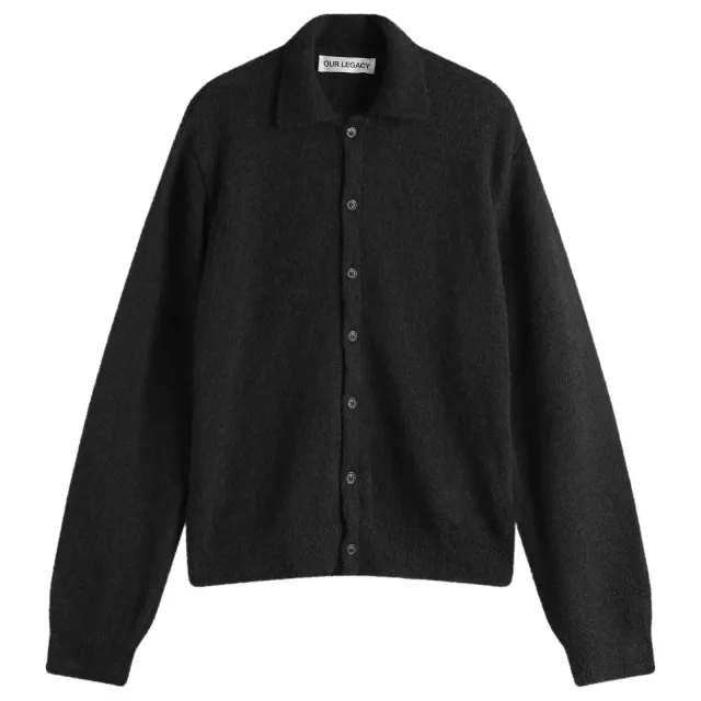 Our Legacy Men's Evening Polo Black Fuzzy Alpaca