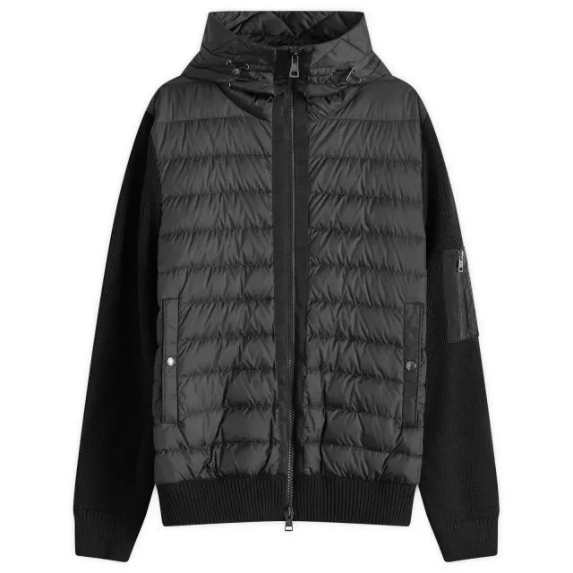 Moncler Men's Hooded Down Knit Jacket Black