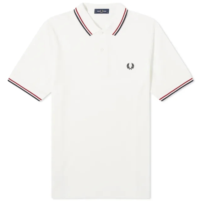 Fred Perry Men's Twin Tipped Polo Snow White/Burnt Red/Navy