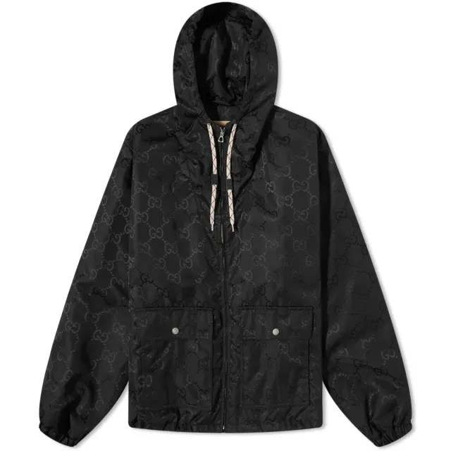 Gucci Men's GG Jacquard Hooded Jacket Black