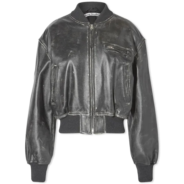 Acne Studios Women's New Lomber Leather Jacket Black
