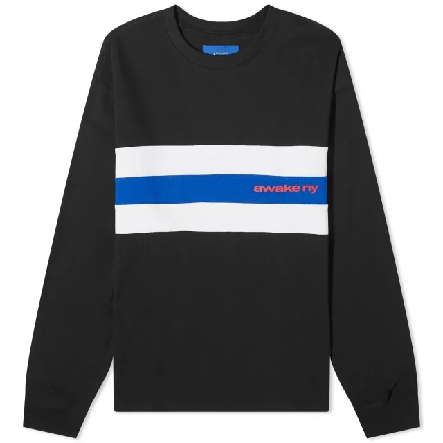 Awake NY Men's Long Sleeve Stripe T-Shirt Black