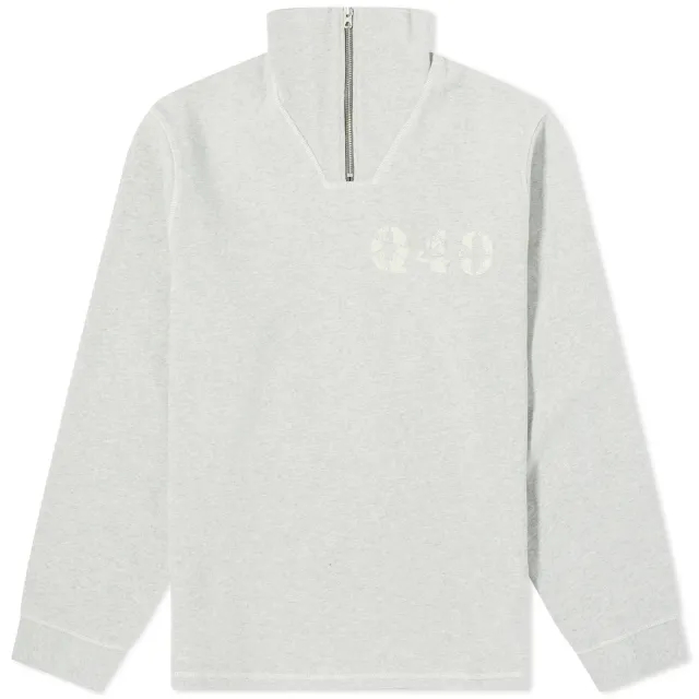 Sunspel Men's x Nigel Cabourn Half Zip Sweatshirt Light Grey Melange