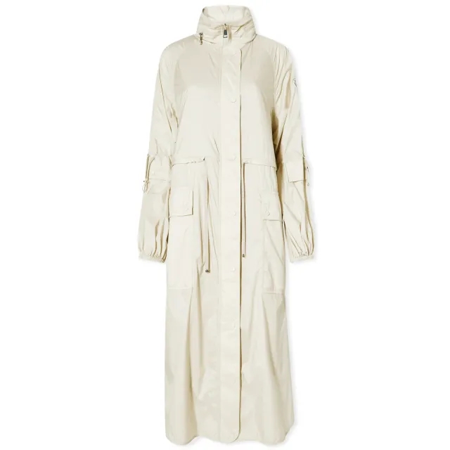 Moncler Women's Lins Longline Parka Jacket Brown